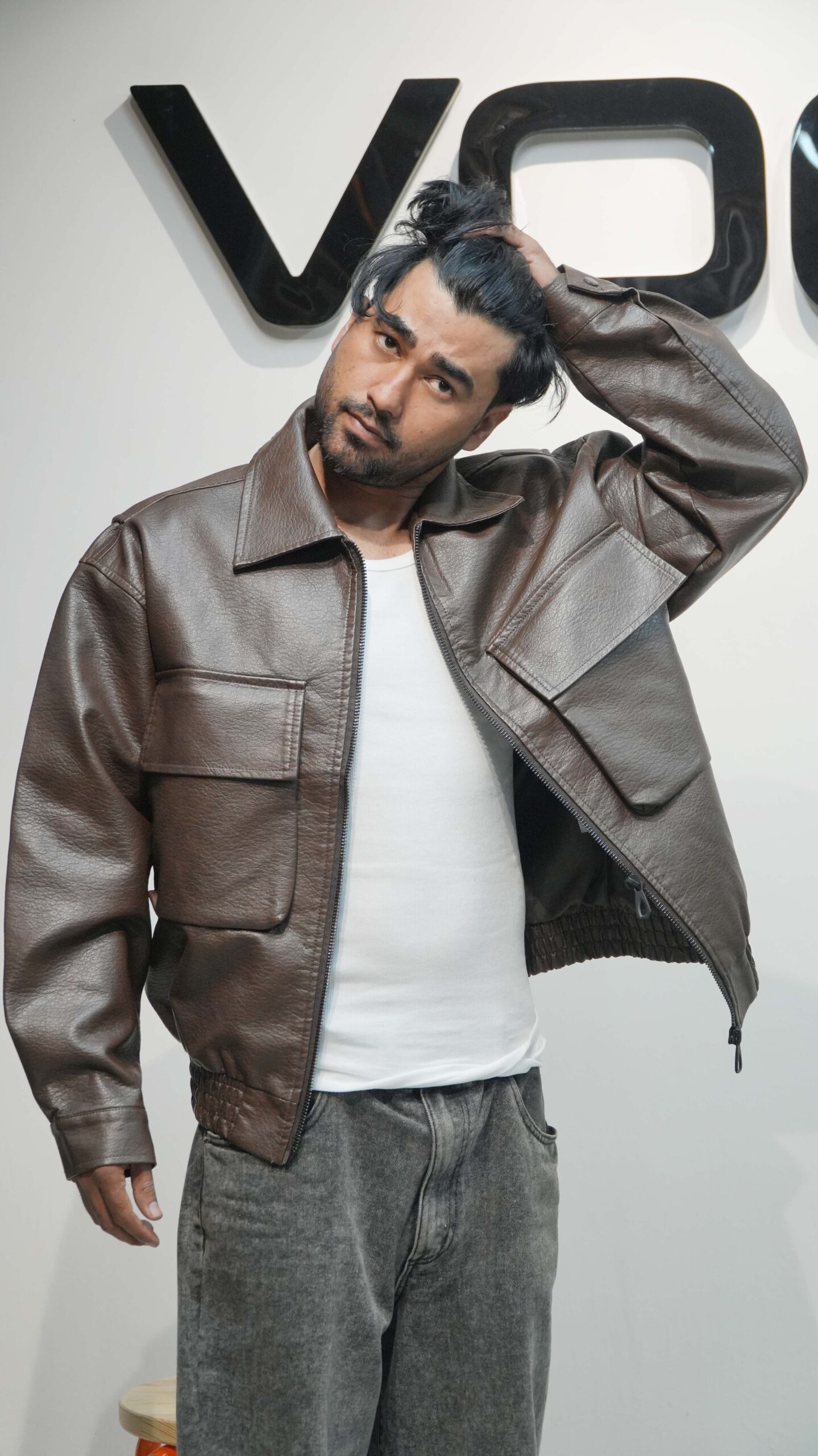 Black Croc-Texture Leather Jacket – Men's Streetwear Essential - Image 4