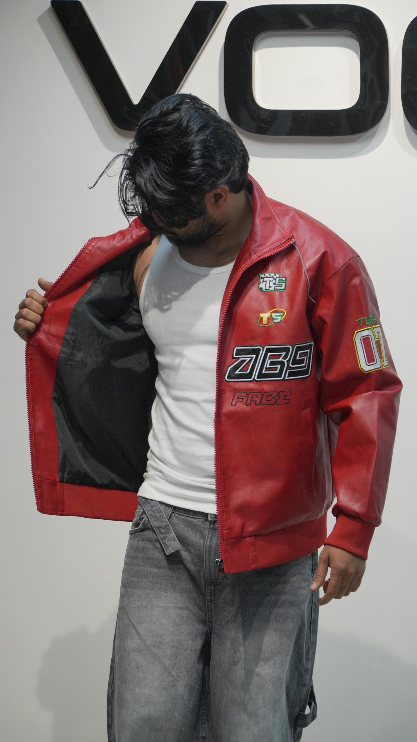 Z89 Patched Racer PU Leather Biker Jacket (Red & Black Variants) - Image 5