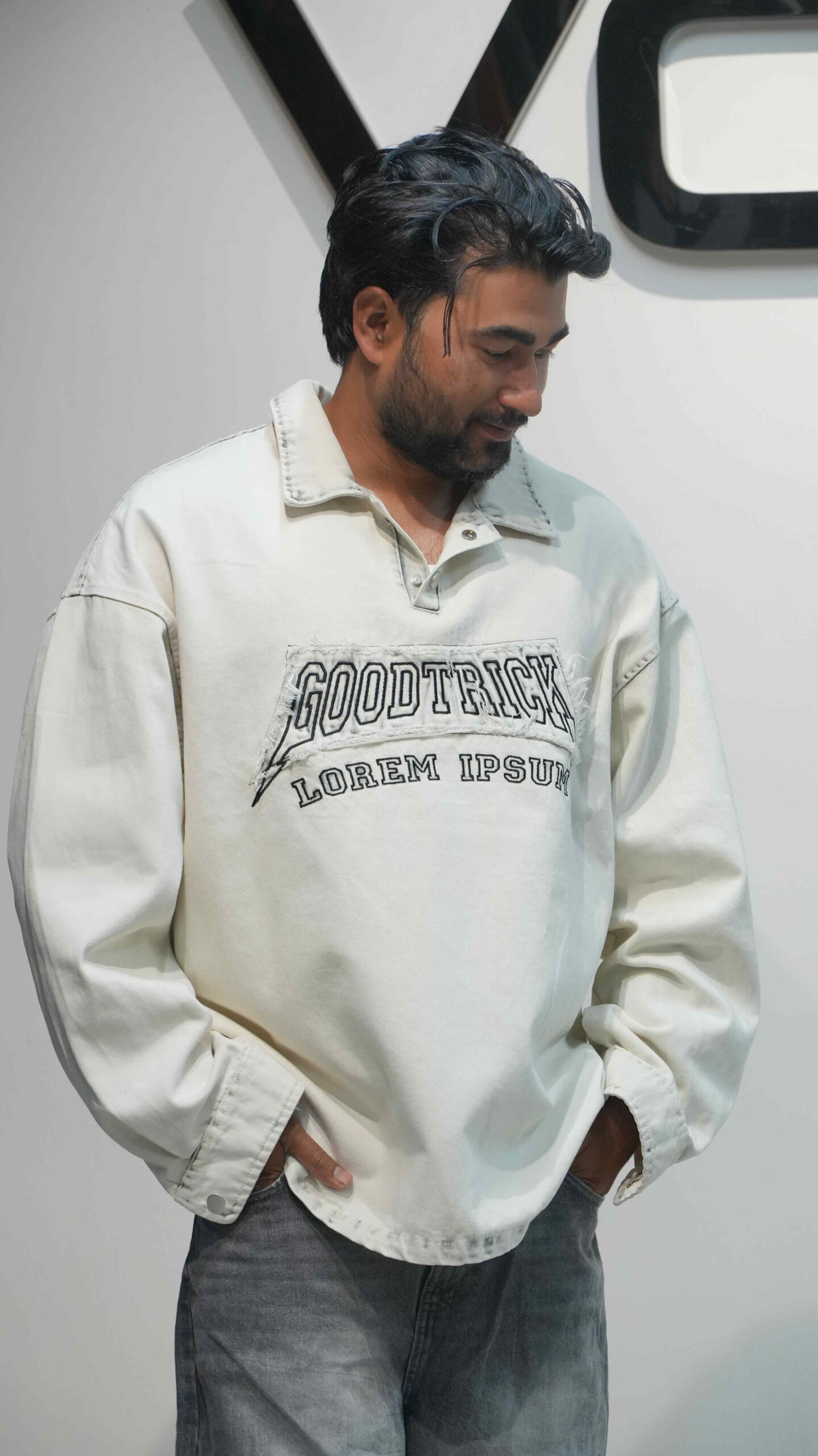 GoodTrick Oversized Distressed Denim Shirt Jacket - Image 2