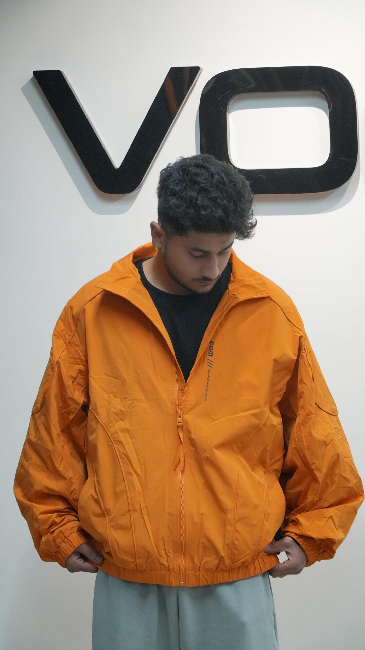 Oversized Burnt Orange Nylon Windcheater