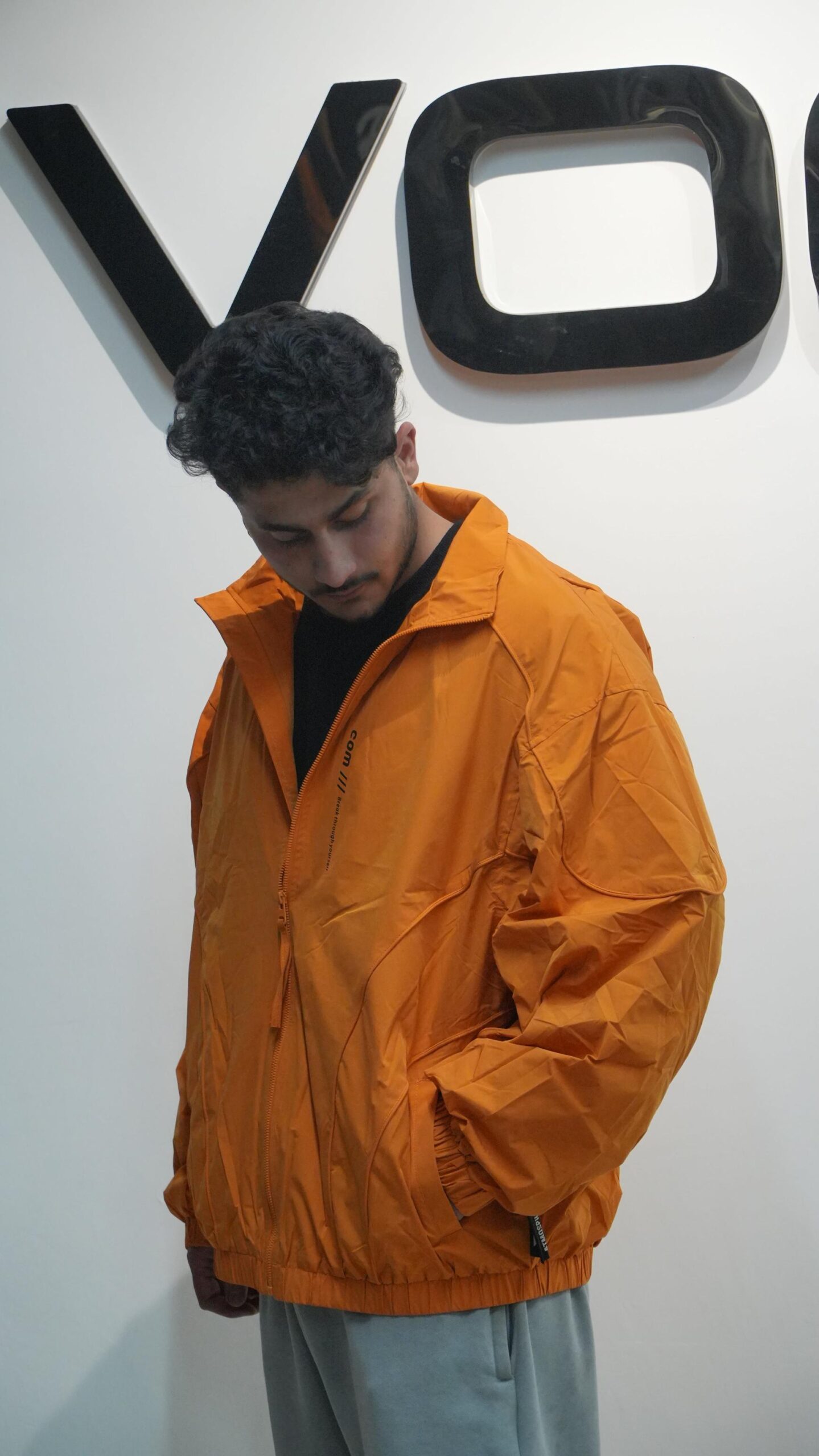 Oversized Burnt Orange Nylon Windcheater - Image 2