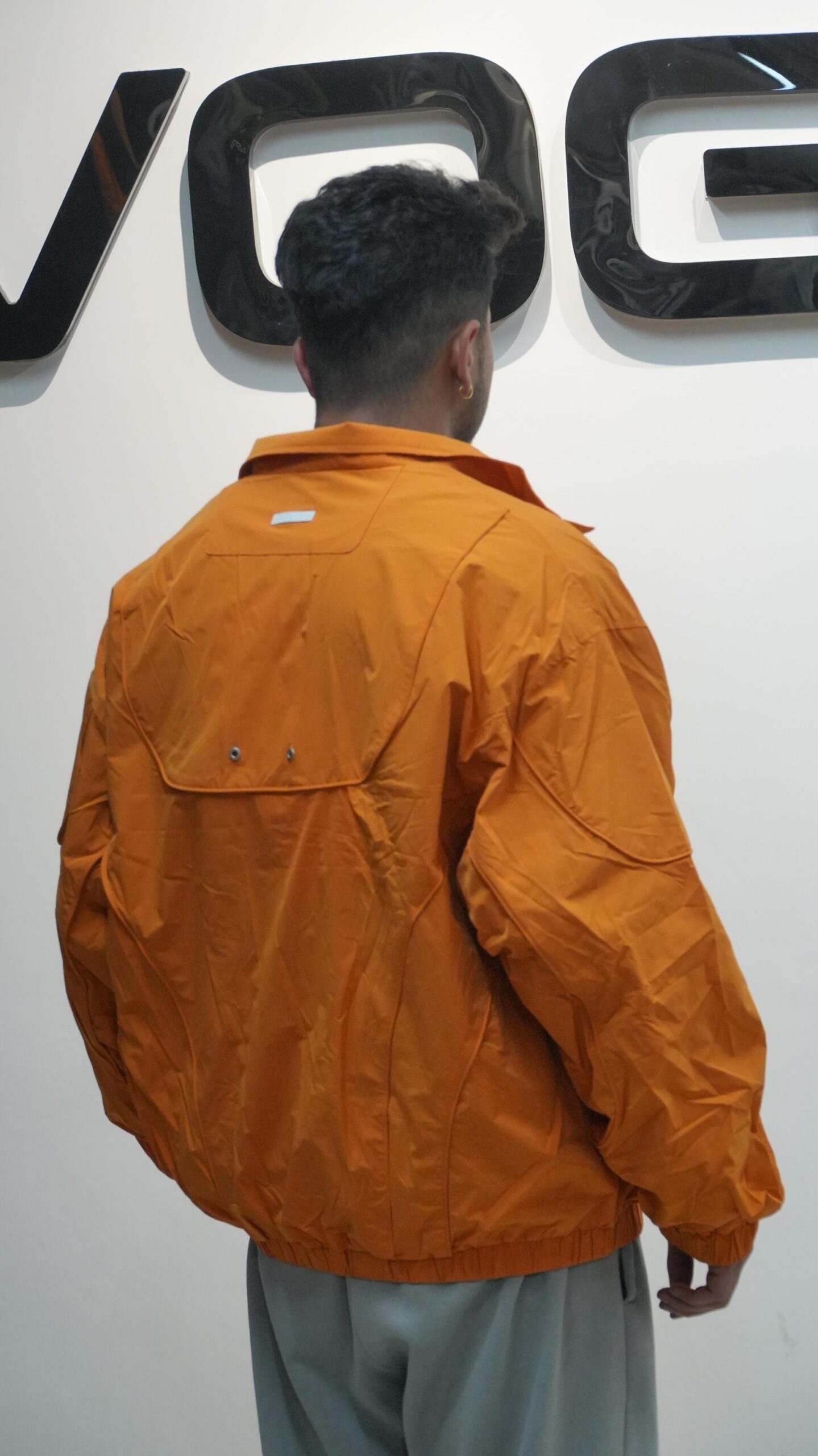 Oversized Burnt Orange Nylon Windcheater - Image 3