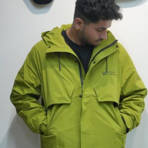 Oversized Lime Green Technical Hooded Jacket